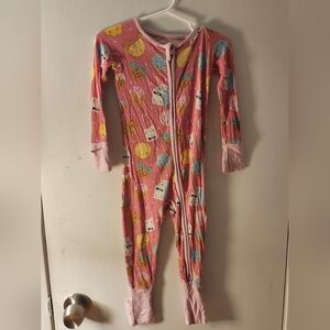 Pink Ice Cream Print Pajama Onesie